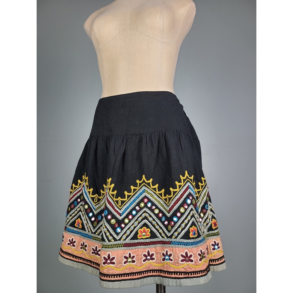 Double D Ranch M Short Skirt Embroidered Mirror Sequins Festival Western Indie